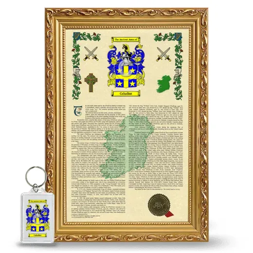Cahalint Framed Armorial History and Keychain - Gold