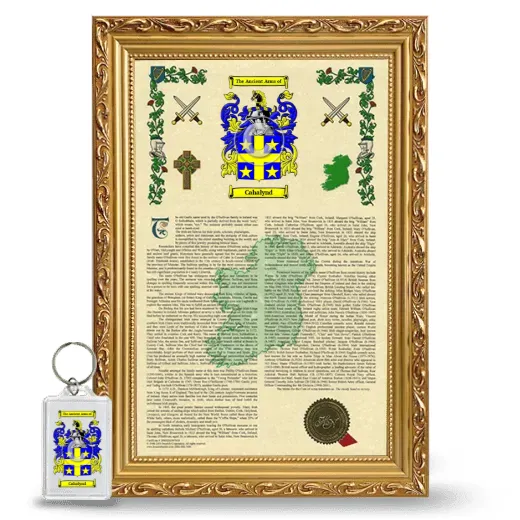 Cahalynd Framed Armorial History and Keychain - Gold