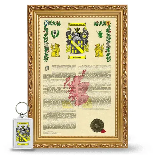 Calander Framed Armorial History and Keychain - Gold