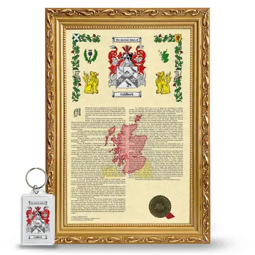 Caldbeck Framed Armorial History and Keychain - Gold