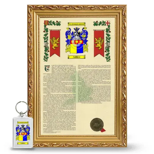 Caldicot Framed Armorial History and Keychain - Gold