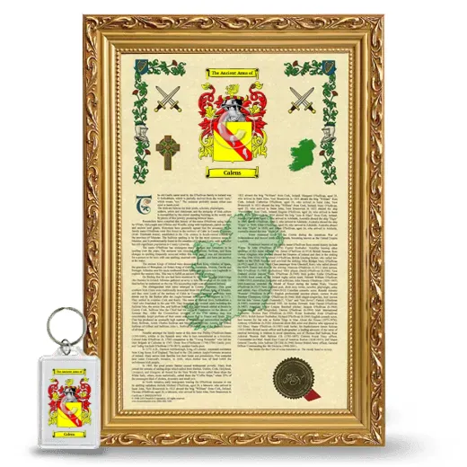 Calens Framed Armorial History and Keychain - Gold