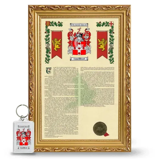 Camellfeard Framed Armorial History and Keychain - Gold
