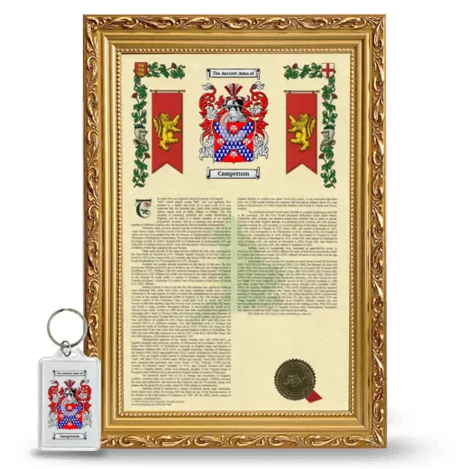 Campernon Framed Armorial History and Keychain - Gold