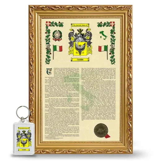 Canido Framed Armorial History and Keychain - Gold