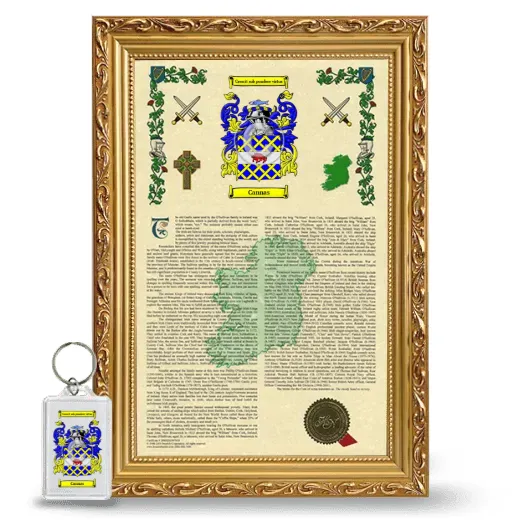 Cannas Framed Armorial History and Keychain - Gold