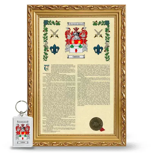 Cantain Framed Armorial History and Keychain - Gold