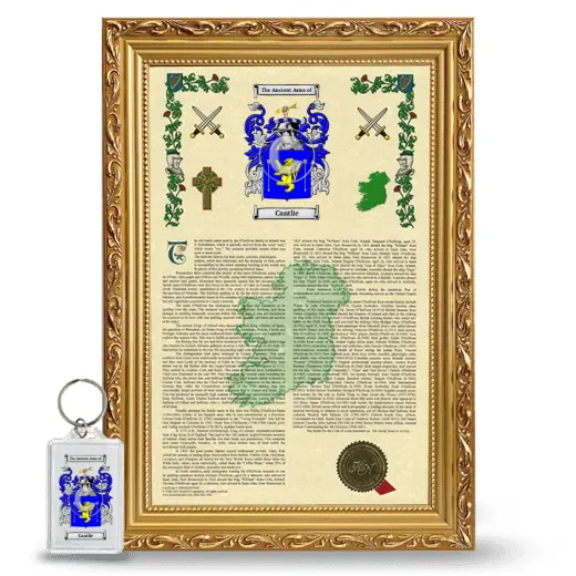Cantlie Framed Armorial History and Keychain - Gold