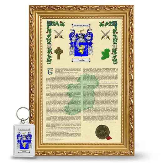 Cantlin Framed Armorial History and Keychain - Gold