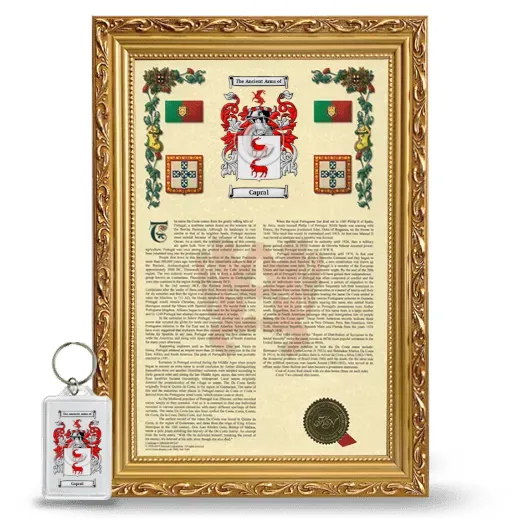 Capral Framed Armorial History and Keychain - Gold