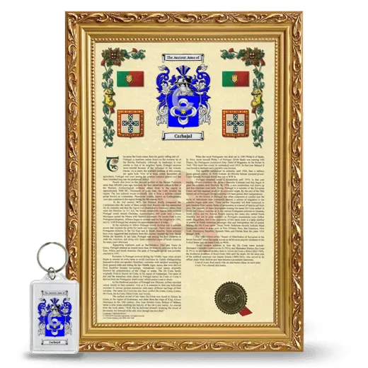 Carbajal Framed Armorial History and Keychain - Gold