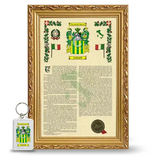 Carbonelli Framed Armorial History and Keychain - Gold