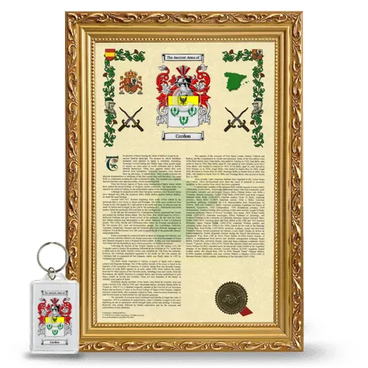 Cardon Framed Armorial History and Keychain - Gold
