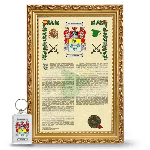 Cardonan Framed Armorial History and Keychain - Gold
