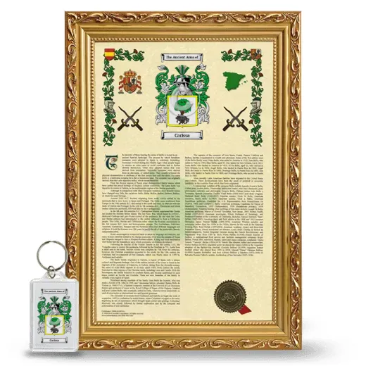 Carissa Framed Armorial History and Keychain - Gold