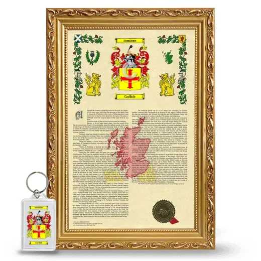 Carlisle Framed Armorial History and Keychain - Gold