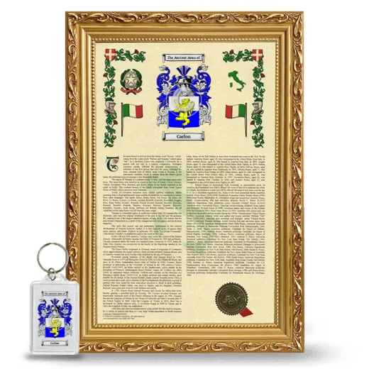 Carlon Framed Armorial History and Keychain - Gold