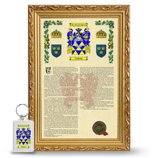 Carlsson Framed Armorial History and Keychain - Gold
