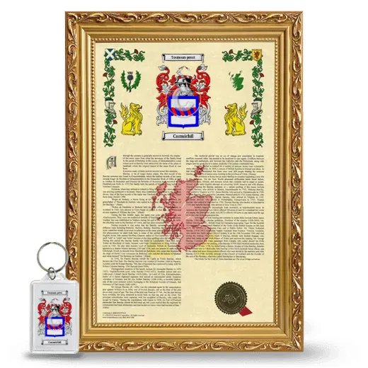 Carmichil Framed Armorial History and Keychain - Gold