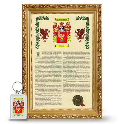 Carner Framed Armorial History and Keychain - Gold