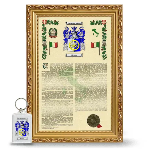 Carrao Framed Armorial History and Keychain - Gold