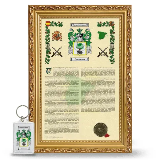 Carrascoso Framed Armorial History and Keychain - Gold
