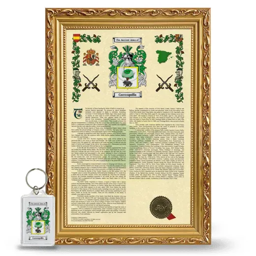 Carrasquilla Framed Armorial History and Keychain - Gold