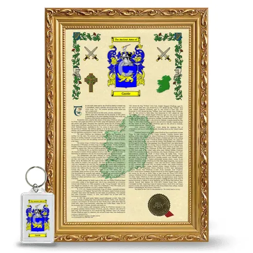 Carrie Framed Armorial History and Keychain - Gold