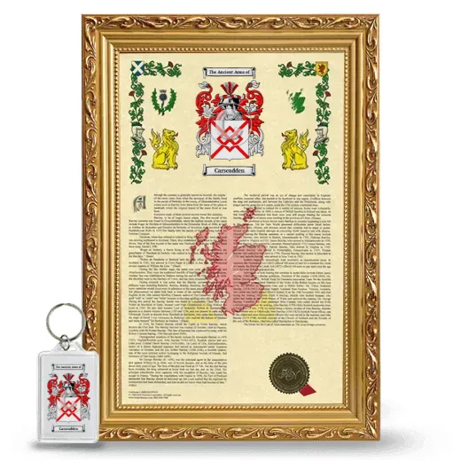 Carscadden Framed Armorial History and Keychain - Gold