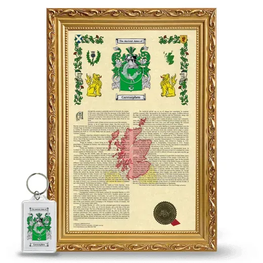 Carstarphen Framed Armorial History and Keychain - Gold