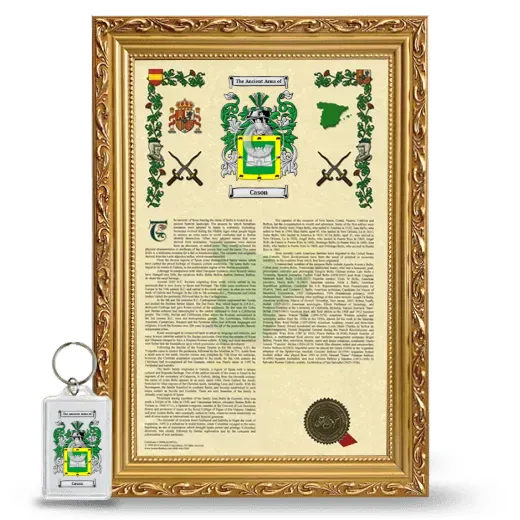 Cason Framed Armorial History and Keychain - Gold