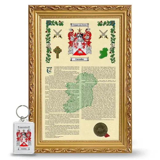 Cassaday Framed Armorial History and Keychain - Gold