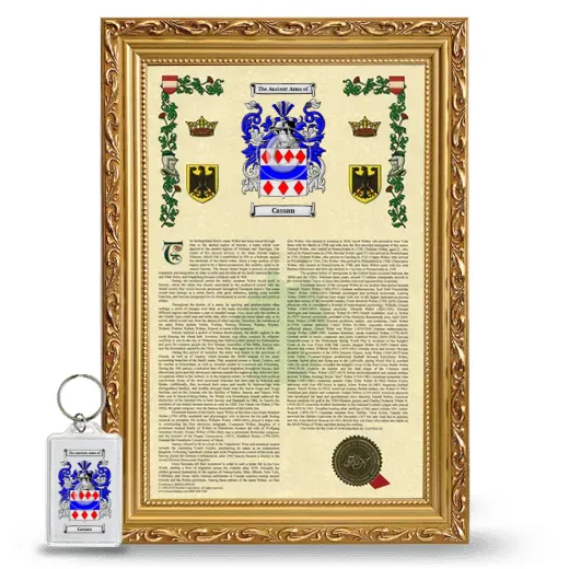 Cassan Framed Armorial History and Keychain - Gold