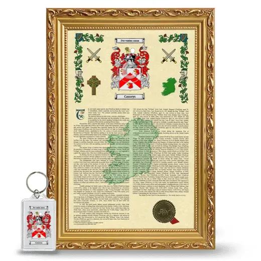 Casseys Framed Armorial History and Keychain - Gold