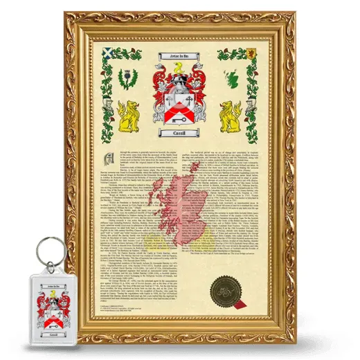 Cassil Framed Armorial History and Keychain - Gold