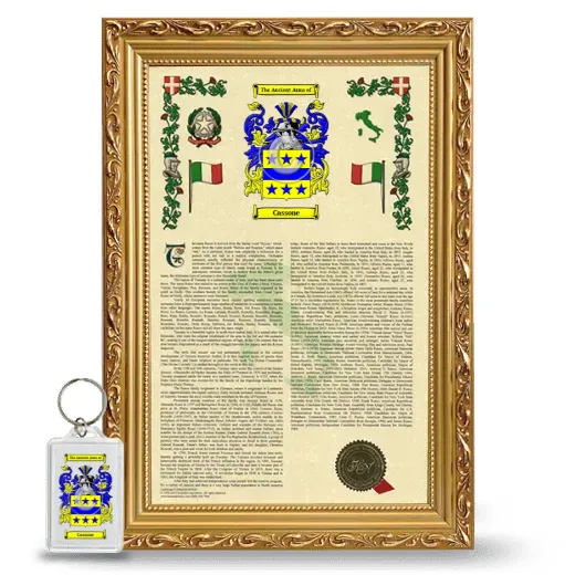 Cassone Framed Armorial History and Keychain - Gold