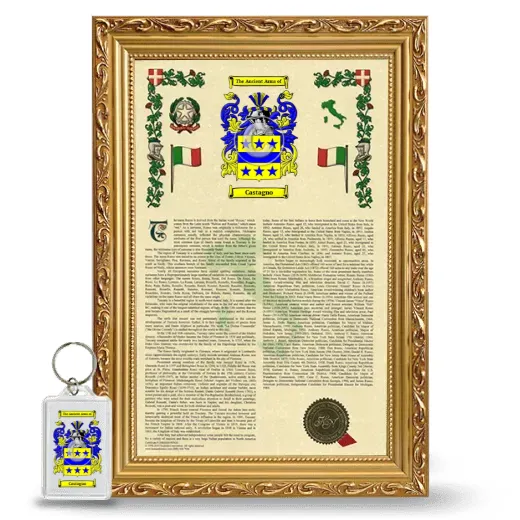 Castagno Framed Armorial History and Keychain - Gold