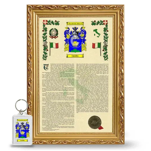 Catalàn Framed Armorial History and Keychain - Gold