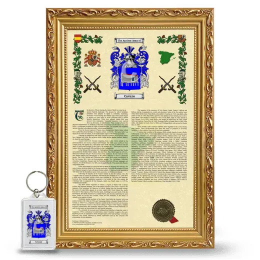 Cavazo Framed Armorial History and Keychain - Gold