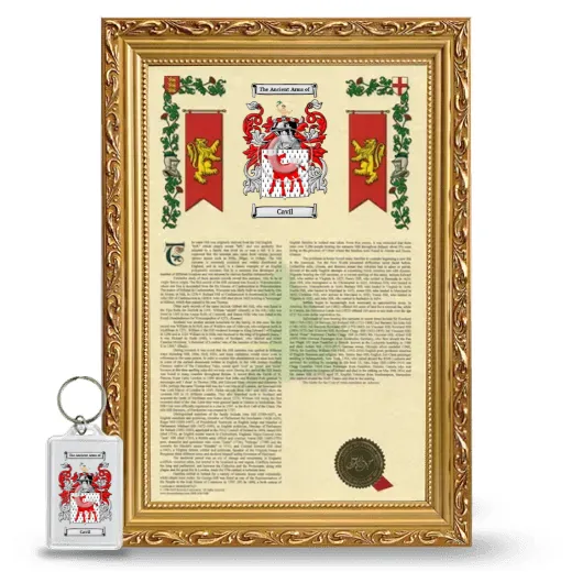 Cavil Framed Armorial History and Keychain - Gold