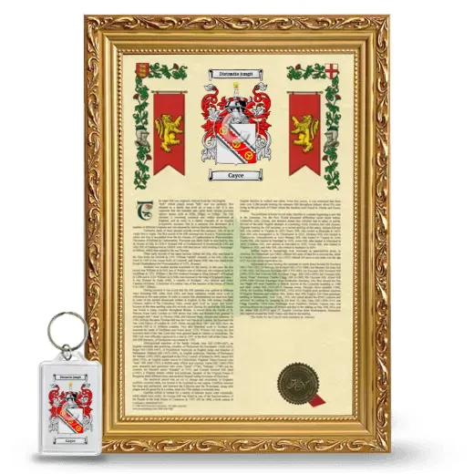 Cayce Framed Armorial History and Keychain - Gold