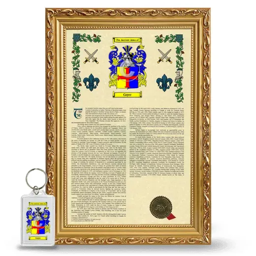 Cayer Framed Armorial History and Keychain - Gold