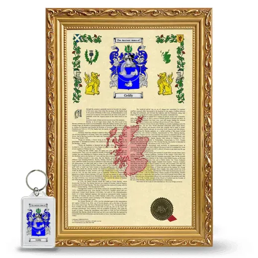 Ceddy Framed Armorial History and Keychain - Gold