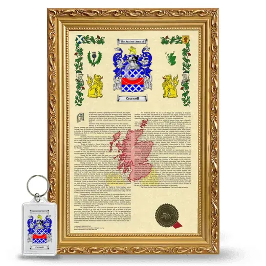 Cerswell Framed Armorial History and Keychain - Gold