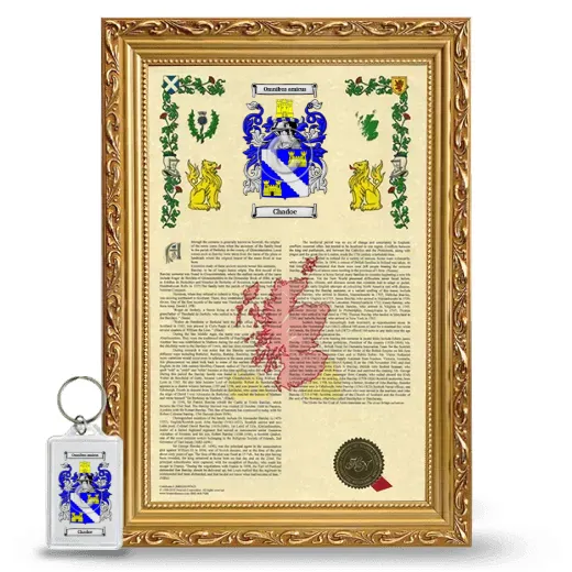 Chadoe Framed Armorial History and Keychain - Gold