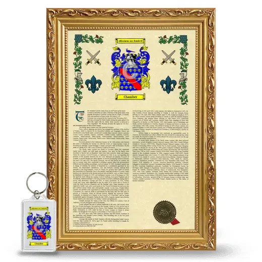 Chamber Framed Armorial History and Keychain - Gold