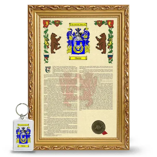 Charny Framed Armorial History and Keychain - Gold