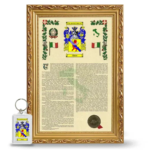 Charo Framed Armorial History and Keychain - Gold