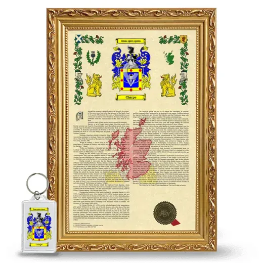 Charpe Framed Armorial History and Keychain - Gold