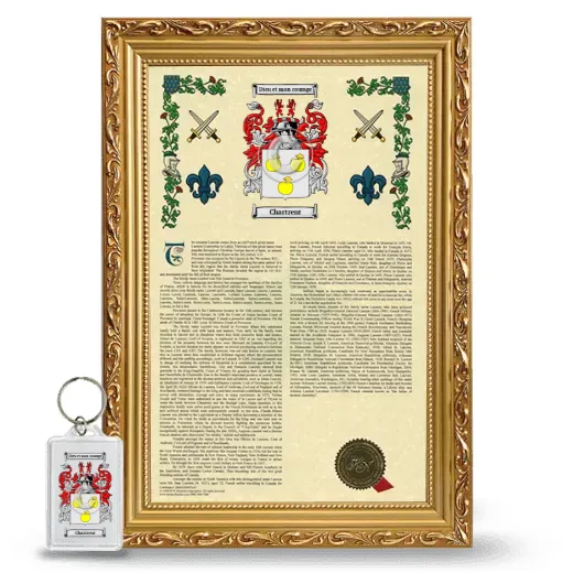 Chartrent Framed Armorial History and Keychain - Gold